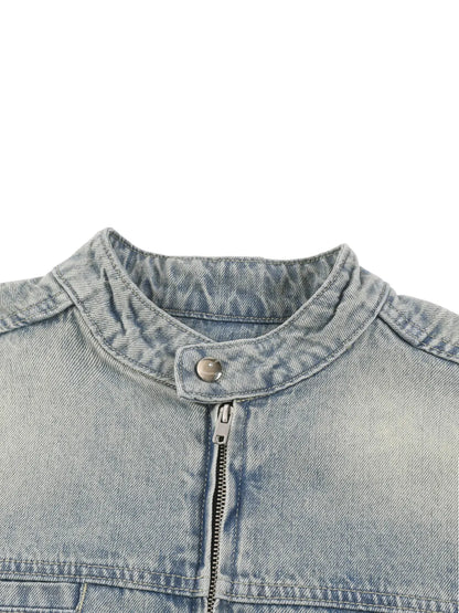 Vintage Wash Zip Denim Jacket