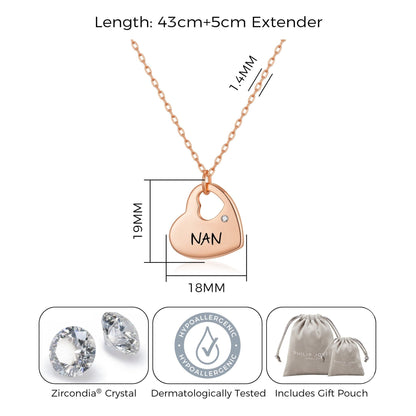 Rose Gold Nan Heart Necklace Created with Zircondia® Crystals