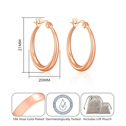 Rose Gold Plated 20mm Hoop Earrings