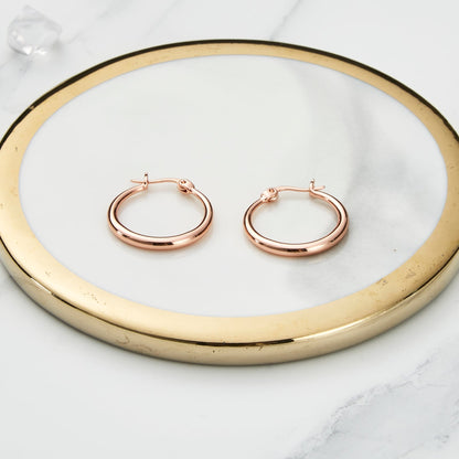 Rose Gold Plated 20mm Hoop Earrings