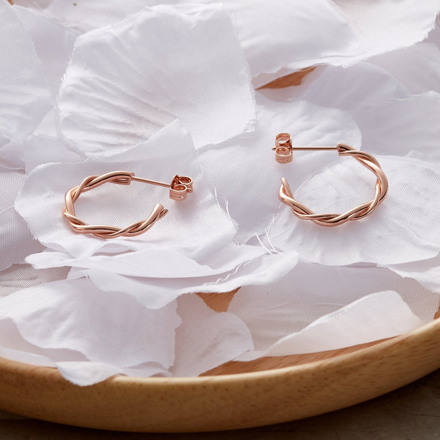 Rose Gold Plated 20mm Twisted Hoop Earrings
