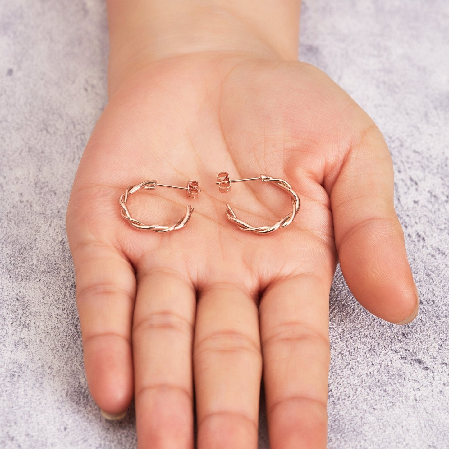 Rose Gold Plated 20mm Twisted Hoop Earrings