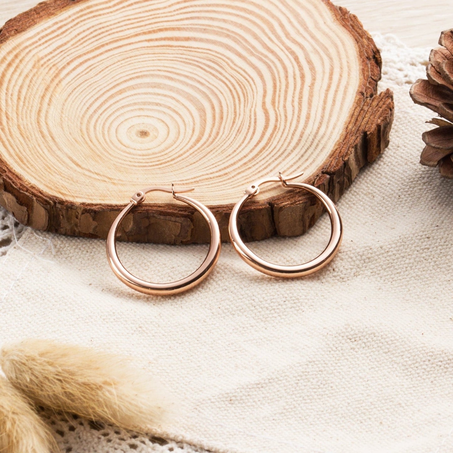 Rose Gold Plated 25mm Hoop Earrings