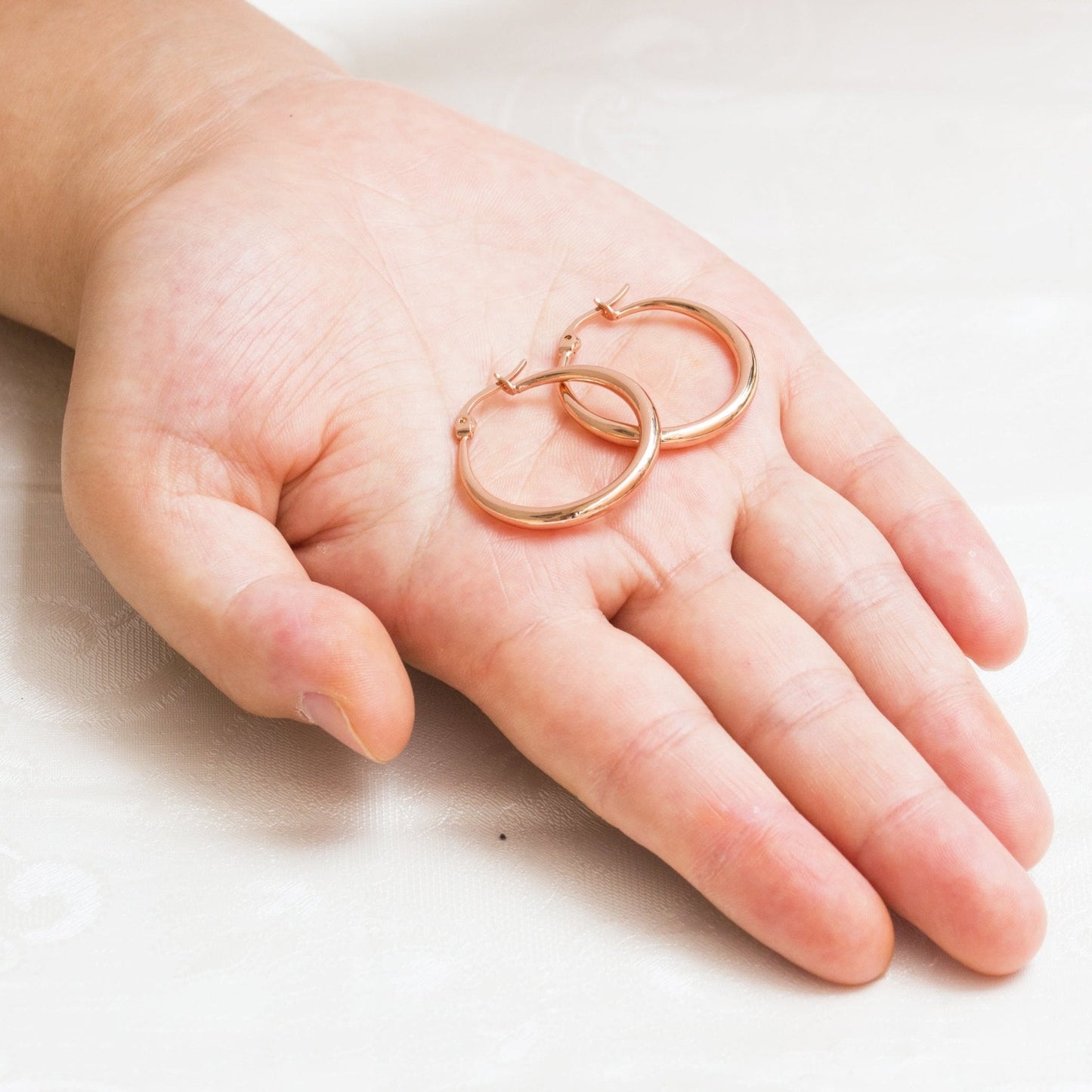 Rose Gold Plated 25mm Hoop Earrings