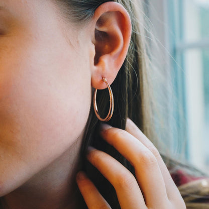 Rose Gold Plated 30mm Hoop Earrings