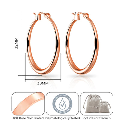 Rose Gold Plated 30mm Hoop Earrings