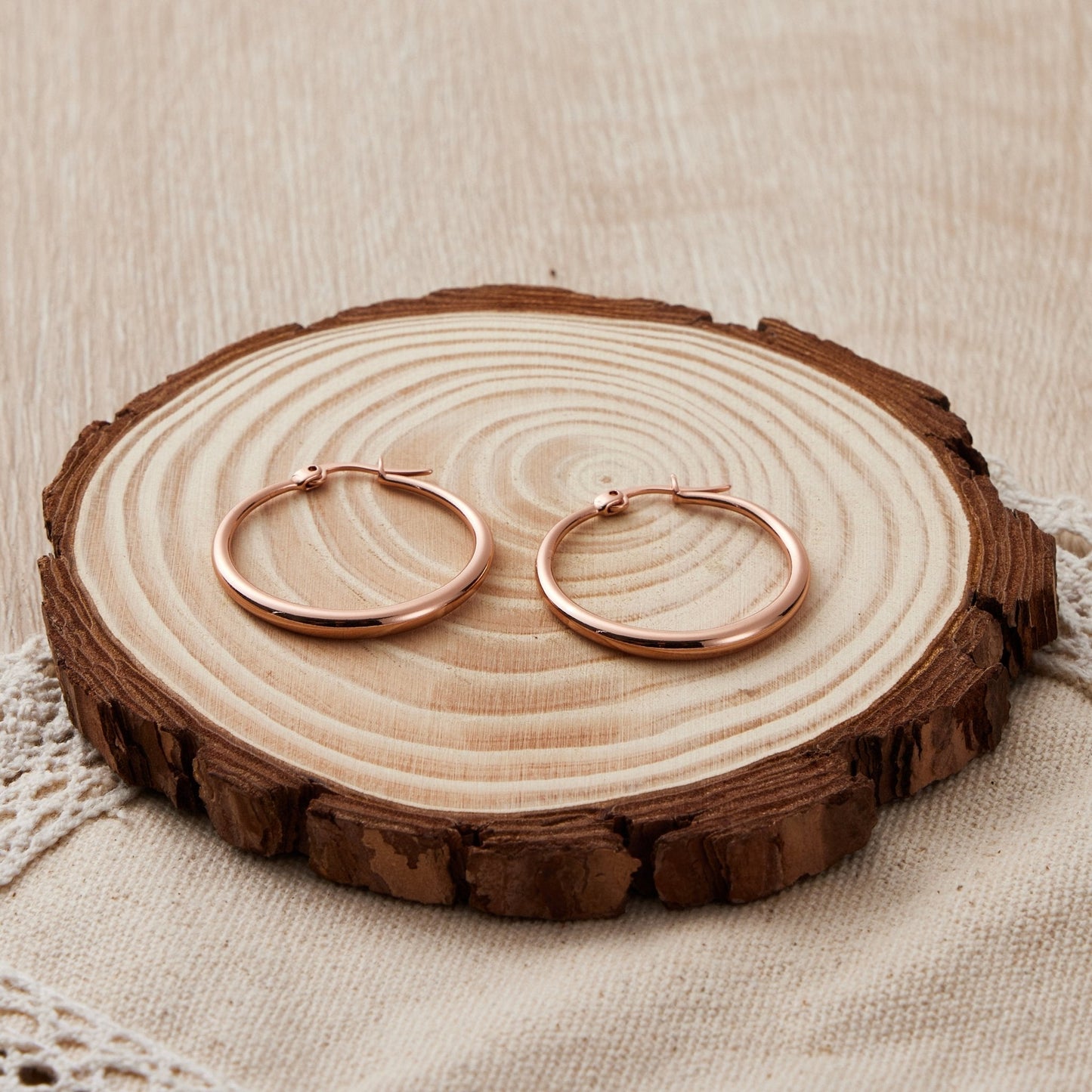 Rose Gold Plated 30mm Hoop Earrings