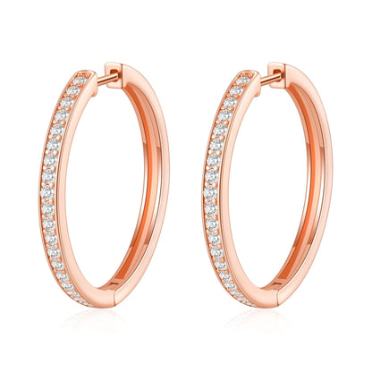 Rose Gold Plated 30mm Hoop Earrings Created with Zircondia® Crystals