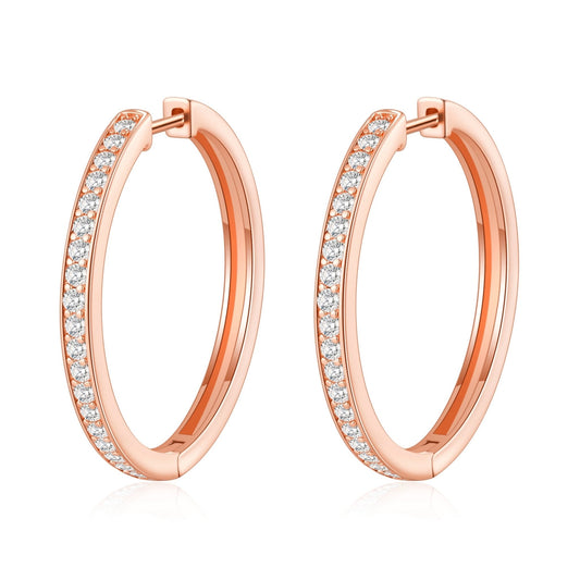 Rose Gold Plated 30mm Hoop Earrings Created with Zircondia® Crystals
