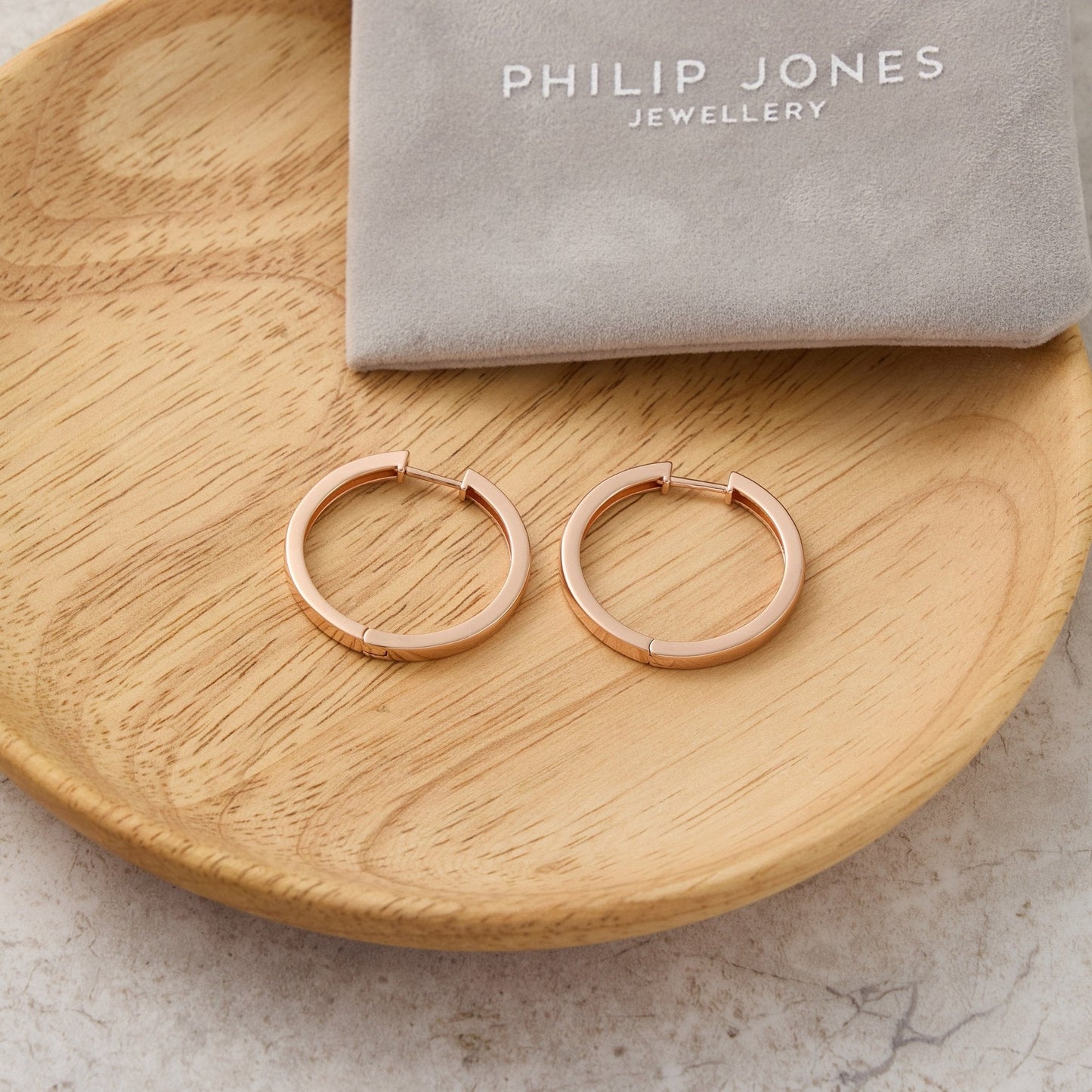 Rose Gold Plated 30mm Plain Hoop Earrings