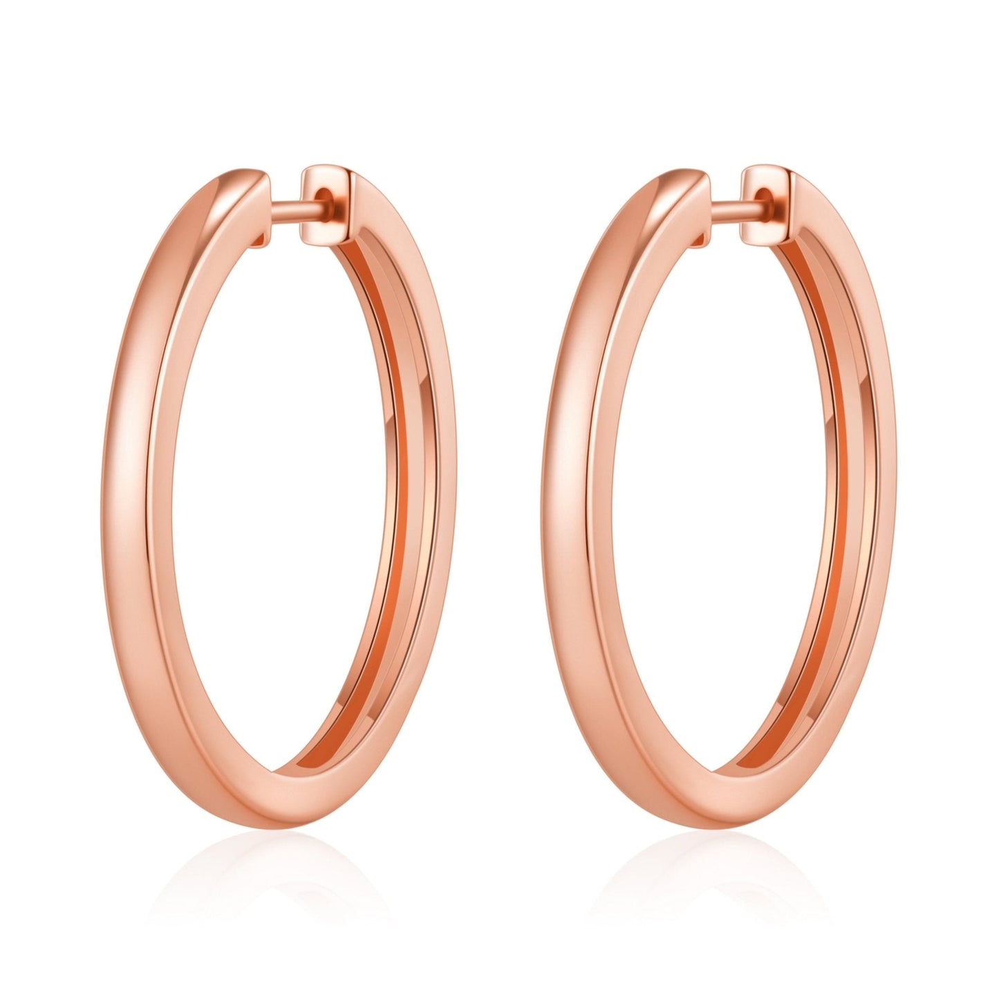 Rose Gold Plated 30mm Plain Hoop Earrings