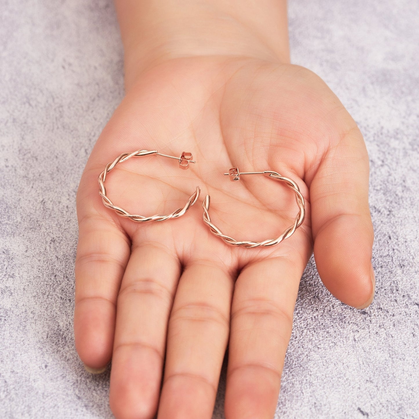 Rose Gold Plated 30mm Twisted Hoop Earrings
