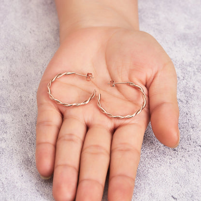 Rose Gold Plated 30mm Twisted Hoop Earrings