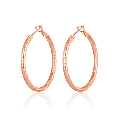 Rose Gold Plated 40mm Diamond Cut Hoop Earrings
