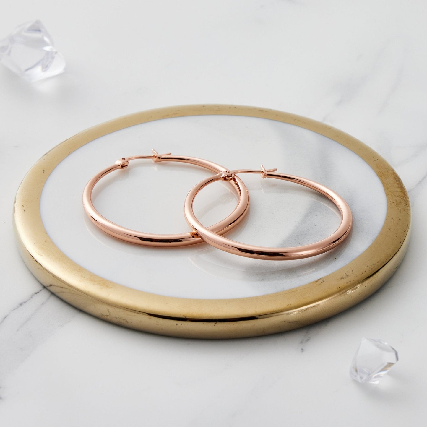 Rose Gold Plated 40mm Hoop Earrings