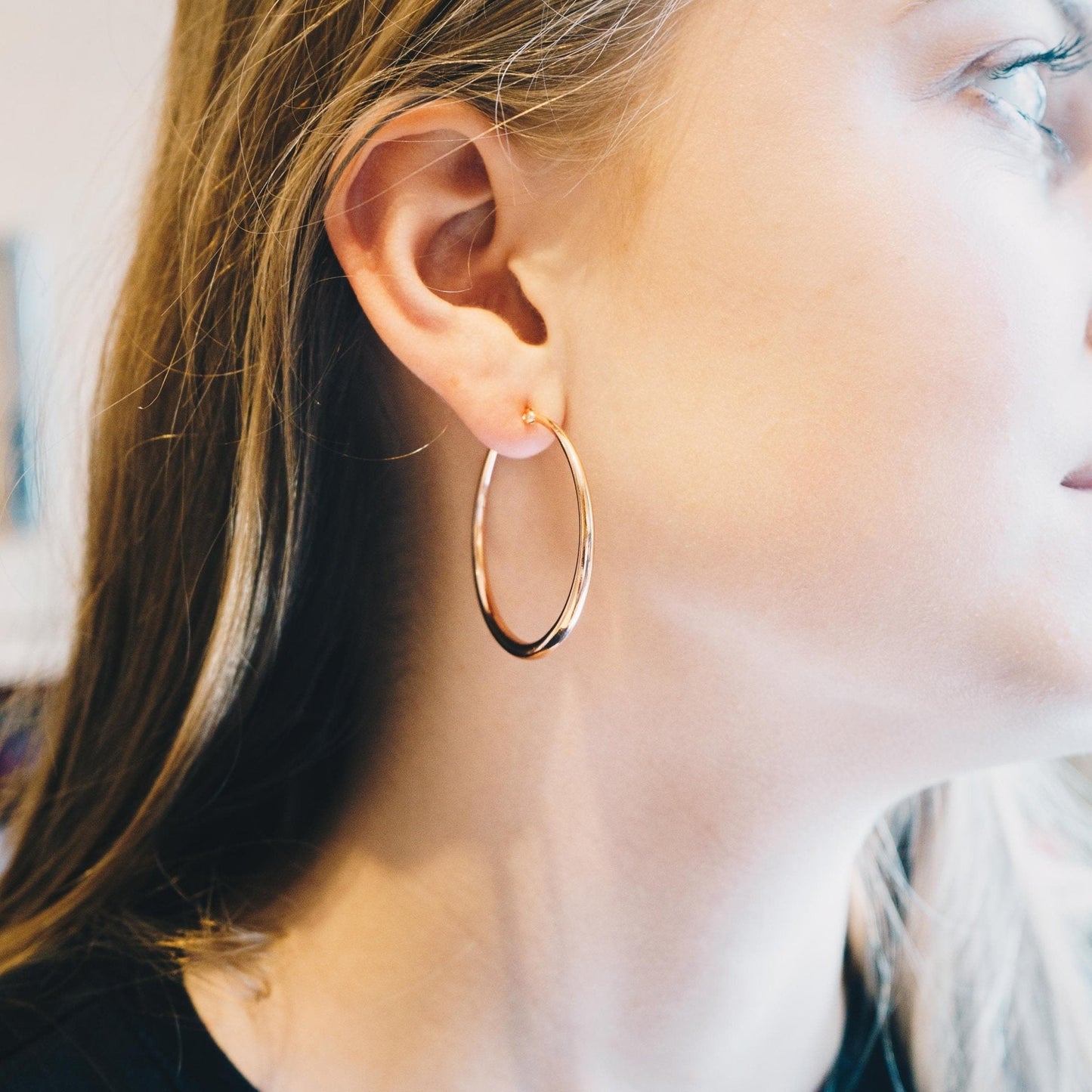 Rose Gold Plated 40mm Hoop Earrings