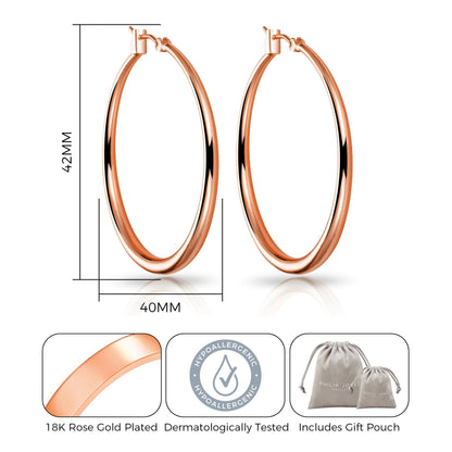 Rose Gold Plated 40mm Hoop Earrings