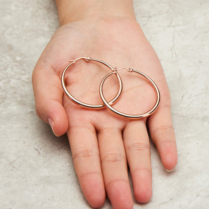 Rose Gold Plated 40mm Hoop Earrings