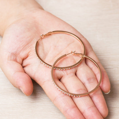 Rose Gold Plated 50mm Hoop Earrings Created with Zircondia® Crystals