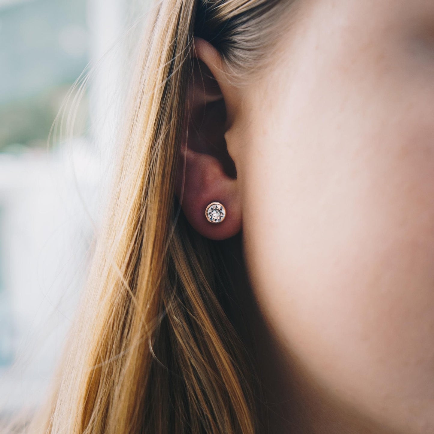 Rose Gold Plated 6mm Magnetic Clip On Earrings Created with Zircondia® Crystals