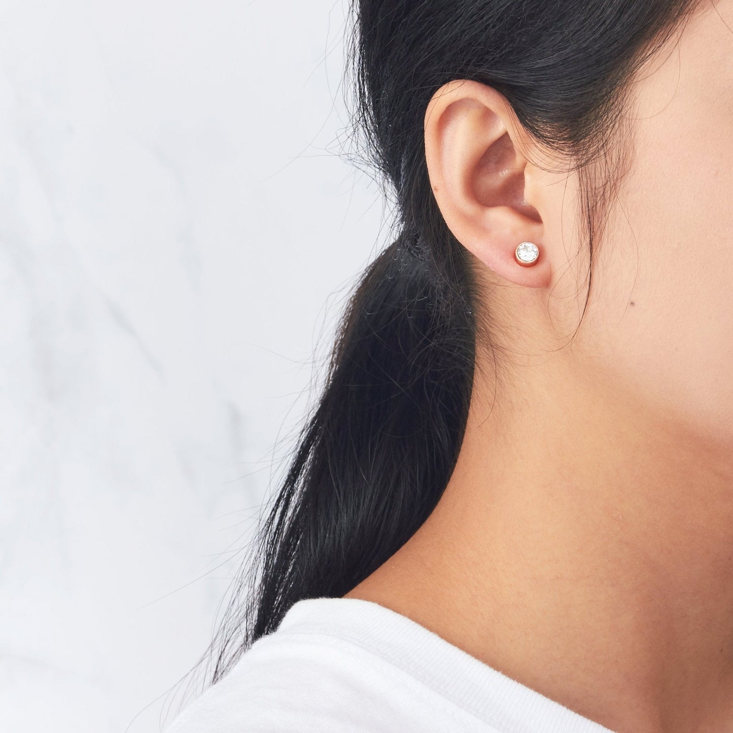 Rose Gold Plated 6mm Magnetic Clip On Earrings Created with Zircondia® Crystals