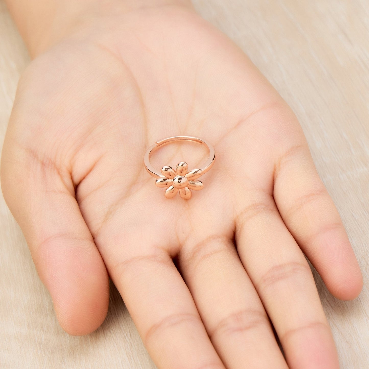 Rose Gold Plated Adjustable Daisy Ring