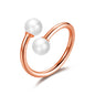 Rose Gold Plated Adjustable Double Pearl Ring