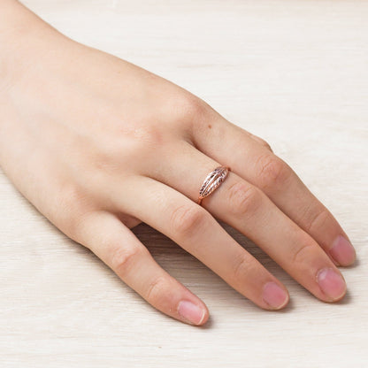 Rose Gold Plated Adjustable Feather Ring