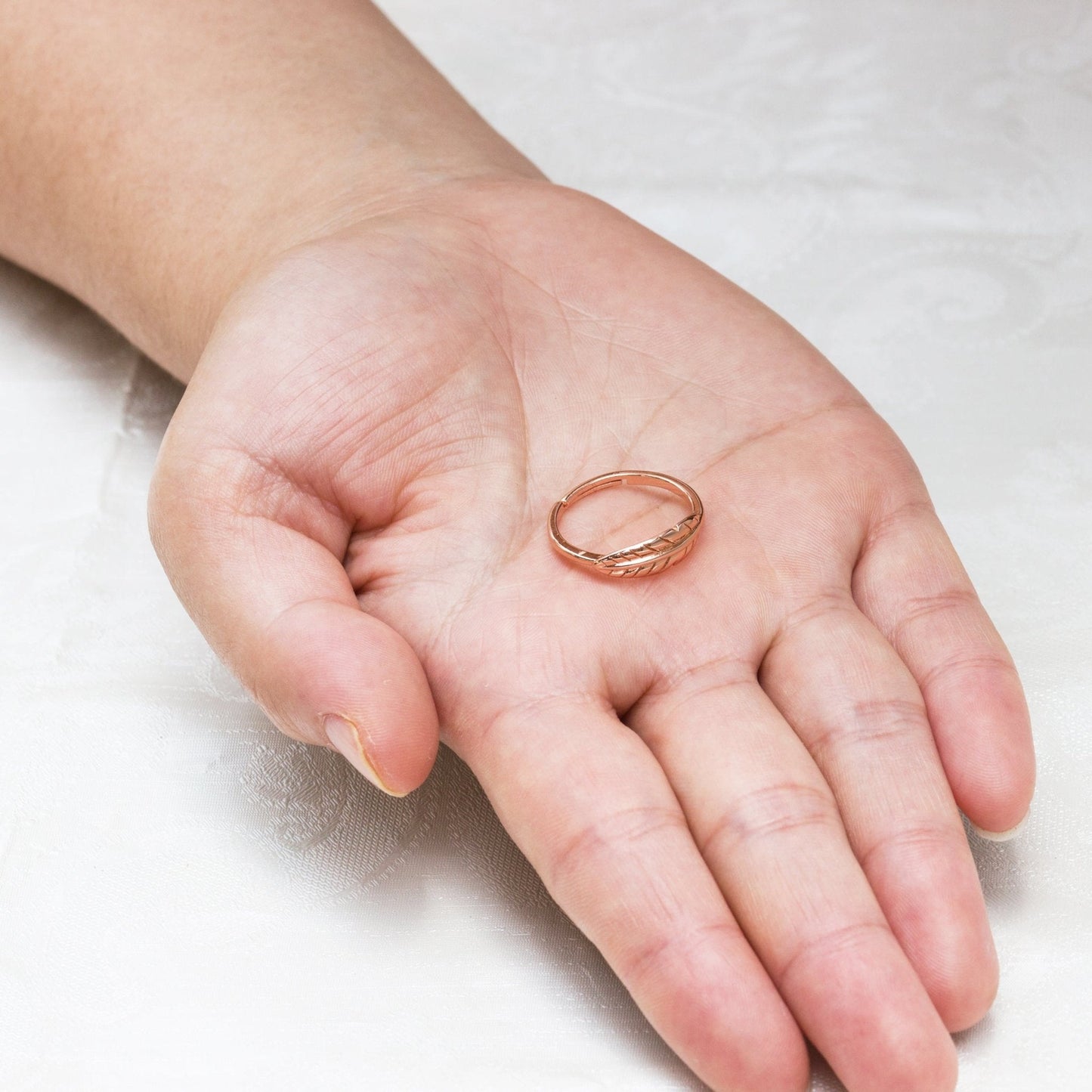 Rose Gold Plated Adjustable Feather Ring
