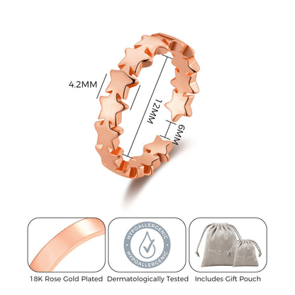Rose Gold Plated Adjustable Star Band Ring