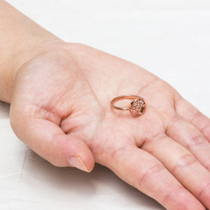 Rose Gold Plated Adjustable Tree of Life Ring Created with Zircondia® Crystals