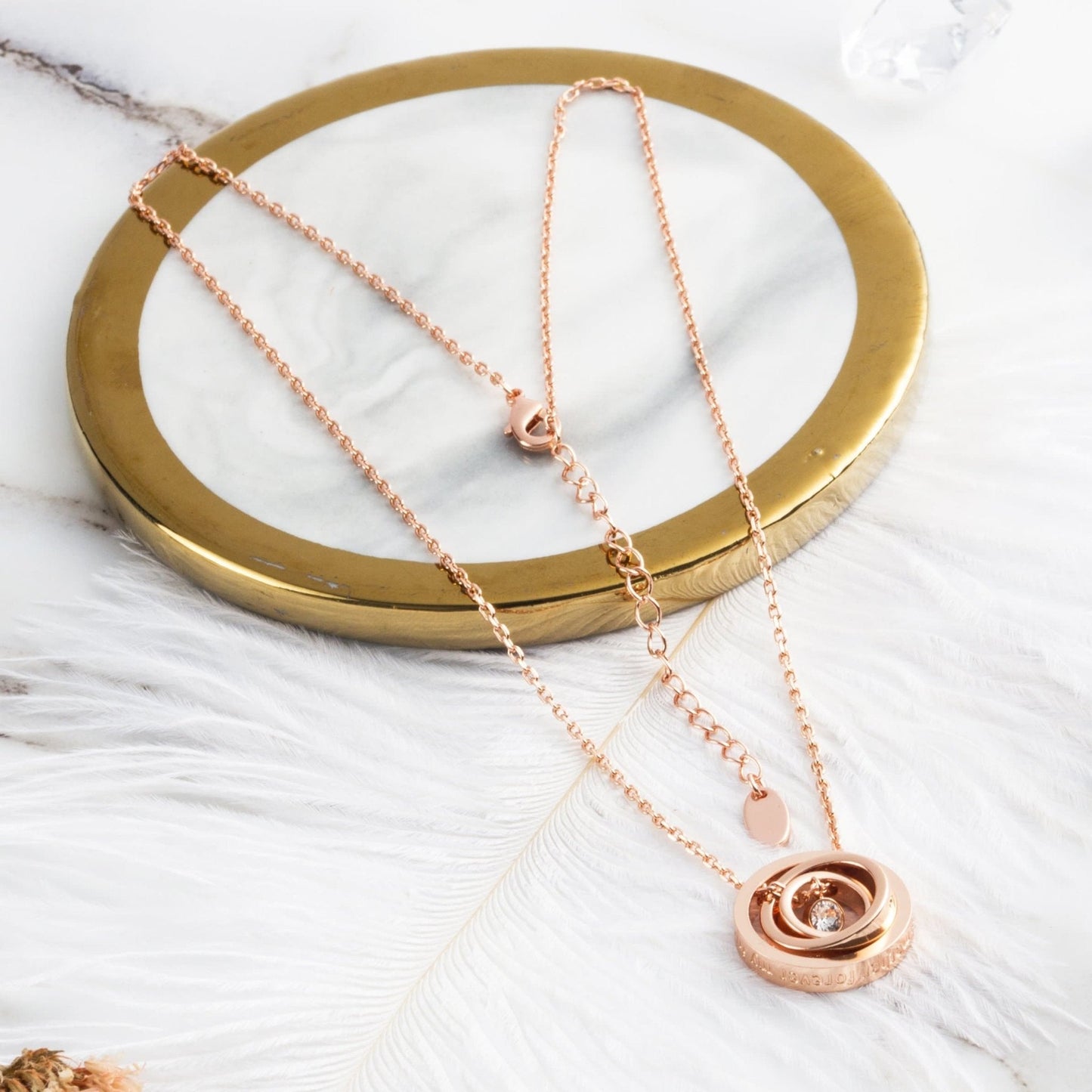Rose Gold Plated Always My Mother Quote Necklace Created with Zircondia® Crystals