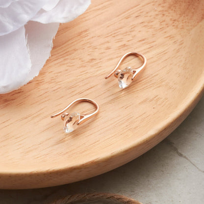 Rose Gold Plated Atlas Earrings Created with Zircondia® Crystals