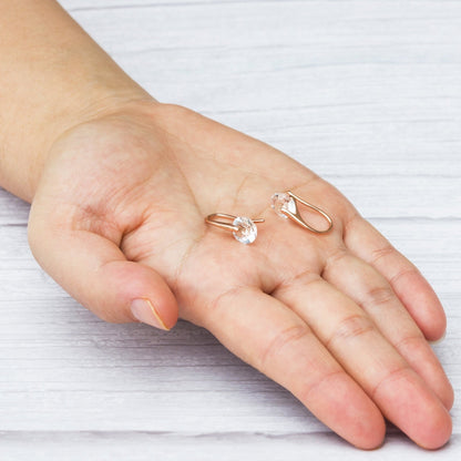 Rose Gold Plated Atlas Earrings Created with Zircondia® Crystals