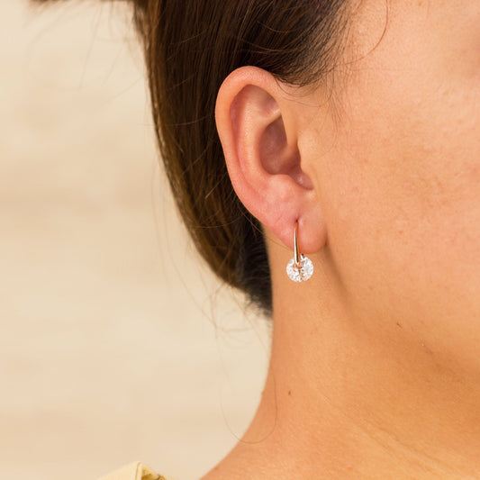 Rose Gold Plated Atlas Earrings Created with Zircondia® Crystals