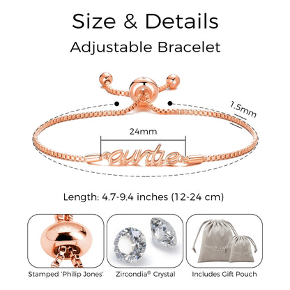 Rose Gold Plated Auntie Bracelet Created with Zircondia® Crystals