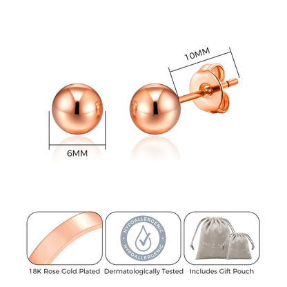 Rose Gold Plated Ball Stud Earrings