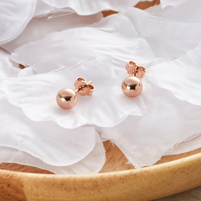 Rose Gold Plated Ball Stud Earrings
