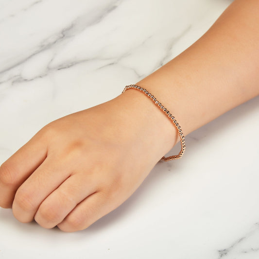Rose Gold Plated Small Beaded Stretch Bracelet