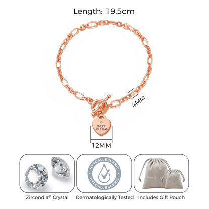 Rose Gold Plated Best Friend Charm Bracelet Created with Zircondia® Crystals