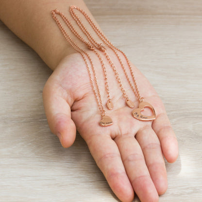 Rose Gold Plated Big Sister and Little Sister Necklace Set
