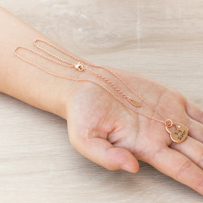 Rose Gold Plated Big Sister Heart Necklace with Quote Card Created with Zircondia® Crystals