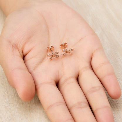 Rose Gold Plated Bow Earrings Created with Zircondia® Crystals