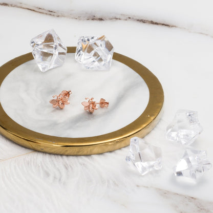 Rose Gold Plated Bumble Bee Earrings