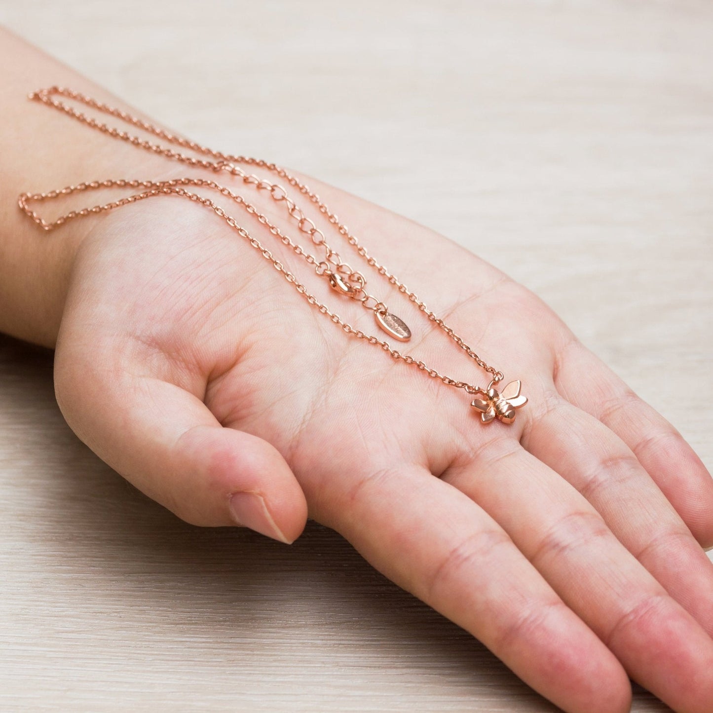 Rose Gold Plated Bumble Bee Necklace