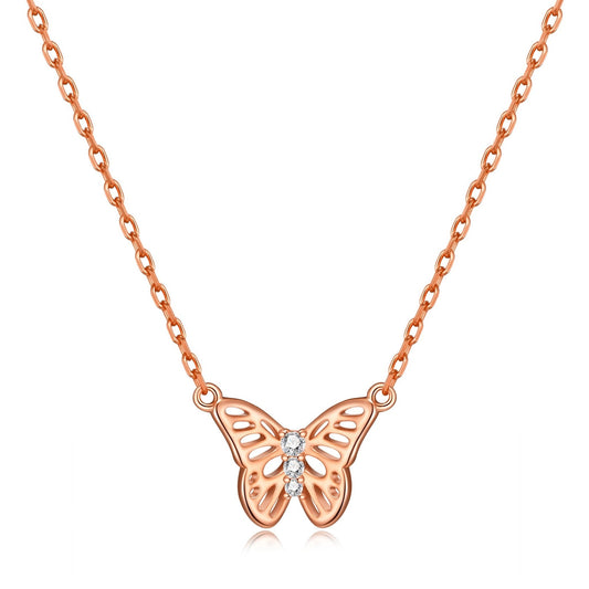 Rose Gold Plated Butterfly Necklace Created with Zircondia® Crystals