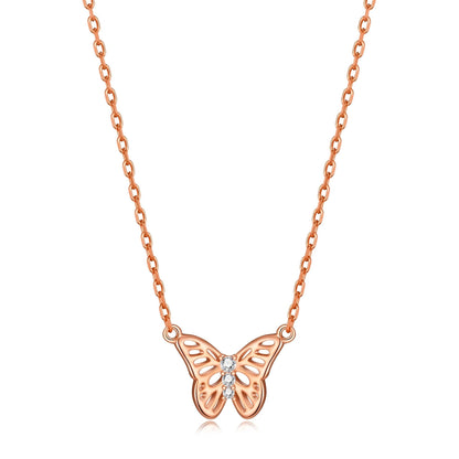 Rose Gold Plated Butterfly Necklace Created with Zircondia® Crystals