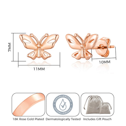 Rose Gold Plated Butterfly Stud Earrings