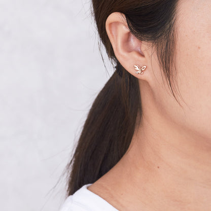Rose Gold Plated Butterfly Stud Earrings