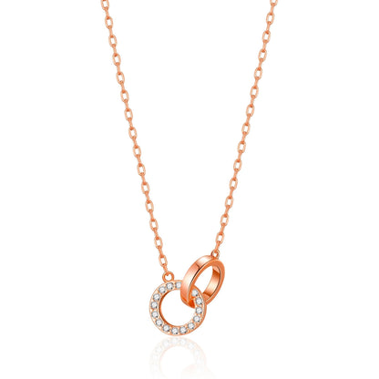 Rose Gold Plated Circle Link Necklace Created with Zircondia® Crystals